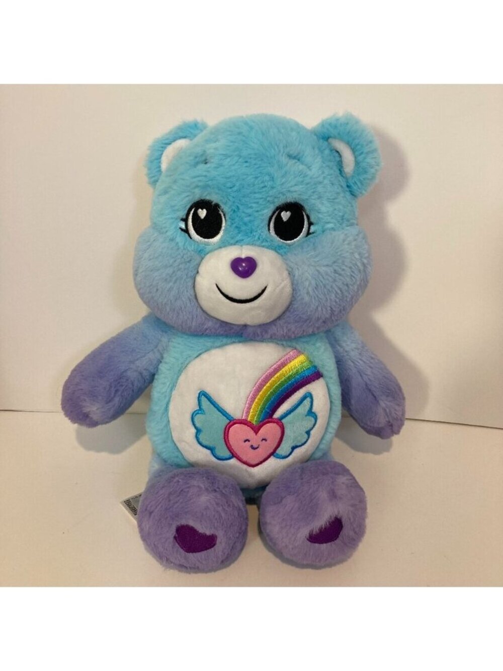 Care Bears Dream Bright Bear 2021 Plush Blue Purple Rainbow Heart 14" Stuffed